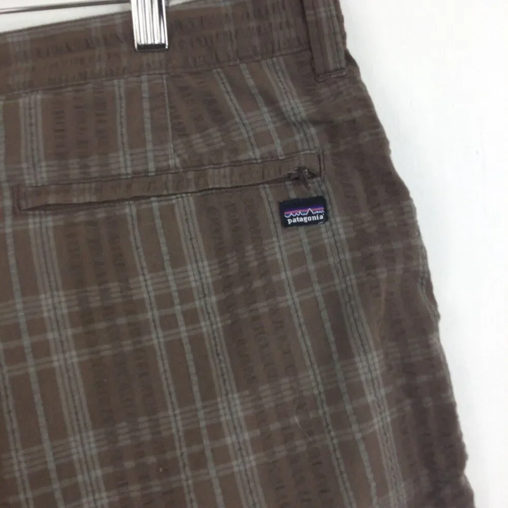 Patagonia Mens Organic Cotton Seersucker Textured Plaid Shorts Brown Size 36 - Picture 5 of 10